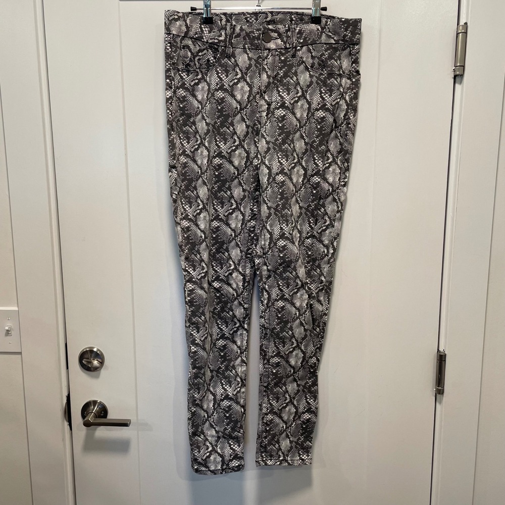 Seven7 Tummyless High Rise Skinny Jeans Grey Snakeskin Print Womens 12 Animal